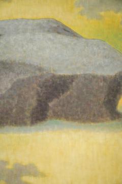 Japanese Two Panel Screen Bird on a Rock on a Minimalist Ground - 3138379