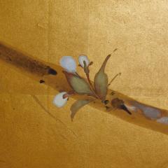 Japanese Two Panel Screen Cherry Blossoms on Gold - 2947176