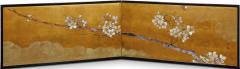 Japanese Two Panel Screen Cherry Blossoms on Gold - 2947181