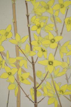 Japanese Two Panel Screen Cherry and Forsythia - 3289710