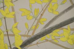 Japanese Two Panel Screen Cherry and Forsythia - 3289722