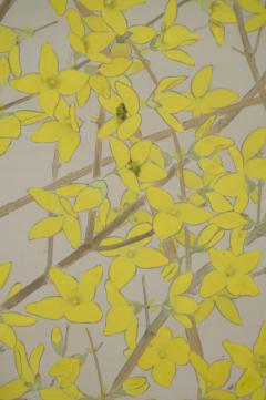 Japanese Two Panel Screen Cherry and Forsythia - 3289724