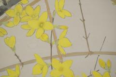 Japanese Two Panel Screen Cherry and Forsythia - 3289728