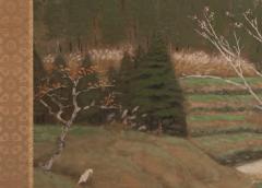 Japanese Two Panel Screen Country Farm - 4187668