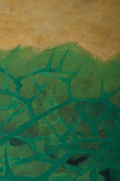 Japanese Two Panel Screen Dog Resting Beside a Thorny Hedge - 1542492