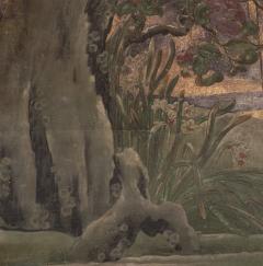 Japanese Two Panel Screen Egrets on Rivers Edge - 4203094
