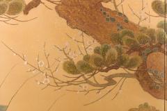 Japanese Two Panel Screen Embroidered Pine at Water s Edge - 1905753