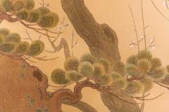 Japanese Two Panel Screen Embroidered Pine at Water s Edge - 1905754