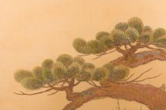 Japanese Two Panel Screen Embroidered Pine at Water s Edge - 1905783