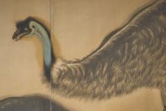 Japanese Two Panel Screen Emu in Flowering Cactus - 4340504