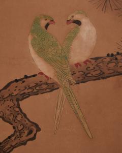 Japanese Two Panel Screen Exotic Birds in Pine Tree - 3119864