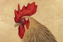 Japanese Two Panel Screen Family of Chickens on Gold Leaf - 3071480