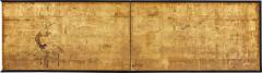 Japanese Two Panel Screen Farm House - 4575525