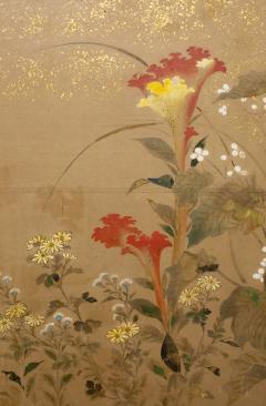 Japanese Two Panel Screen Flower Garden - 1143206