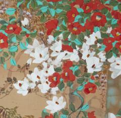 Japanese Two Panel Screen Flowering Vines and Wisteria - 2947154