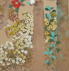 Japanese Two Panel Screen Flowering Vines and Wisteria - 2947155