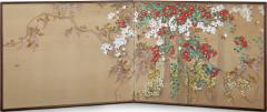 Japanese Two Panel Screen Flowering Vines and Wisteria - 2947157