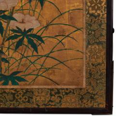 Japanese Two Panel Screen Flowers and Grasses on Gold - 3119848