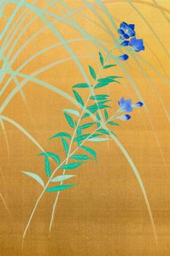 Japanese Two Panel Screen Flowers by River s Edge - 3096305