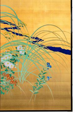 Japanese Two Panel Screen Flowers by River s Edge - 3096333