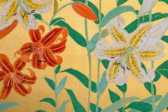Japanese Two Panel Screen Flowers by River s Edge - 3164870