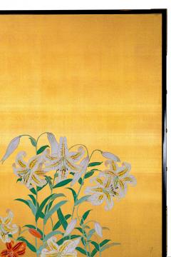 Japanese Two Panel Screen Flowers by River s Edge - 3164891