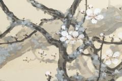 Japanese Two Panel Screen Full Moon Through Plum Orchard - 1825026