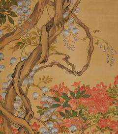 Japanese Two Panel Screen Garden Landscape - 3569476