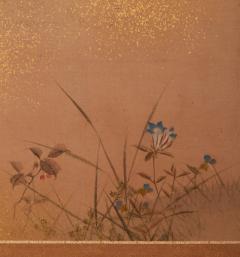 Japanese Two Panel Screen Gentle Landscape of Sparrow and Flowers - 3105863