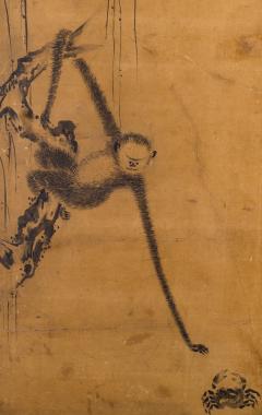 Japanese Two Panel Screen Gibbons of Folklore - 1631413