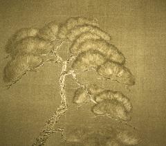 Japanese Two Panel Screen Gilded Pine - 4340528