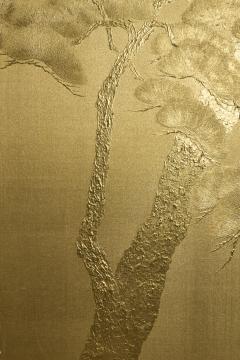 Japanese Two Panel Screen Gilded Pine - 4340579