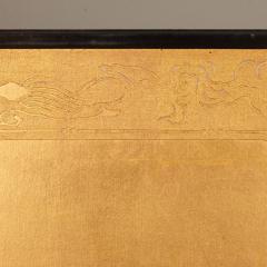 Japanese Two Panel Screen Gold Embossed Dragons - 3581357