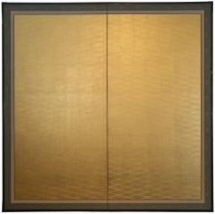 Japanese Two Panel Screen Gold Lattice - 4250955