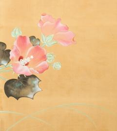 Japanese Two Panel Screen Hibiscus Flowers - 833094