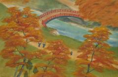 Japanese Two Panel Screen Higashiyama Hills in Autumn - 4340540