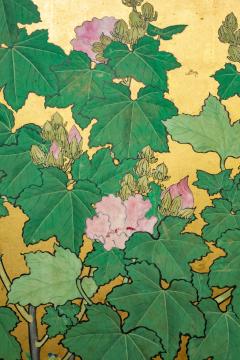 Japanese Two Panel Screen Hollyhocks - 1353923