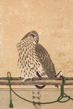 Japanese Two Panel Screen Hunting Falcons - 1336393