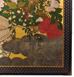 Japanese Two Panel Screen Ikebana - 3951612