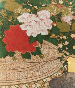 Japanese Two Panel Screen Ikebana - 3951615