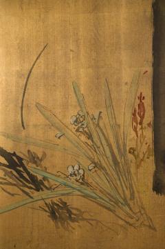 Japanese Two Panel Screen Ikebana Flower Arrangement  - 2364192