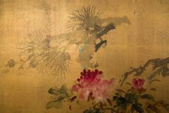 Japanese Two Panel Screen Ikebana Flower Arrangement  - 2364193