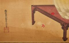 Japanese Two Panel Screen Ikibana Flower Arranging in Progress - 4216914