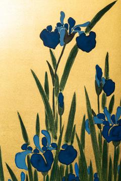 Japanese Two Panel Screen Irises on Gold - 1421277