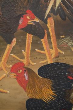 Japanese Two Panel Screen Japanese Chickens Shamo Breed in a Millet Grove - 305048