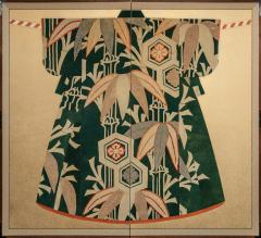 Japanese Two Panel Screen Late 19th Century Kimono Mounted on Early 20th - 3119912