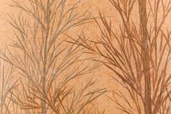 Japanese Two Panel Screen Late Autumn Forest Rare Obara Paper Art Screen - 1950307