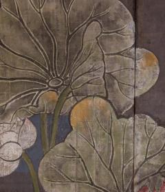 Japanese Two Panel Screen Lotus and Heron - 3145928