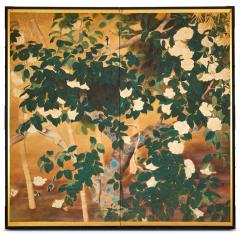 Japanese Two Panel Screen Magnolia Tree in Bloom - 3236729