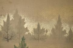 Japanese Two Panel Screen Misty Cedar Forest - 4340550